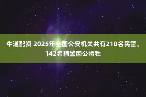 牛道配资 2025年全国公安机关共有210名民警、142名辅警因公牺牲