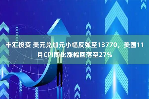 丰汇投资 美元兑加元小幅反弹至13770，美国11月CPI同比涨幅回落至27%